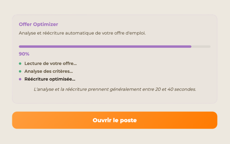 Offer Optimizer — offre d'emploi réécrite et importée